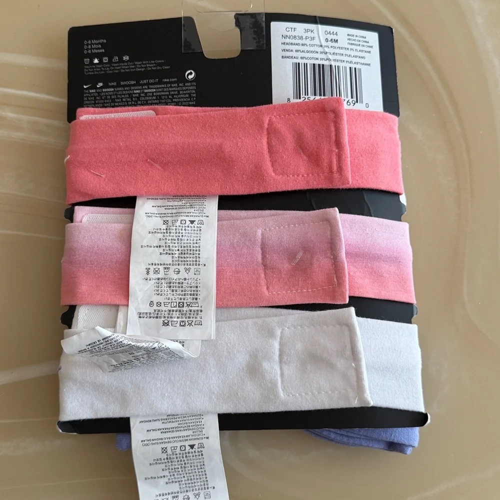 Nike Baby Girls 3-Pack Bow Headbands NWT Newborn Infant Pink Purple White